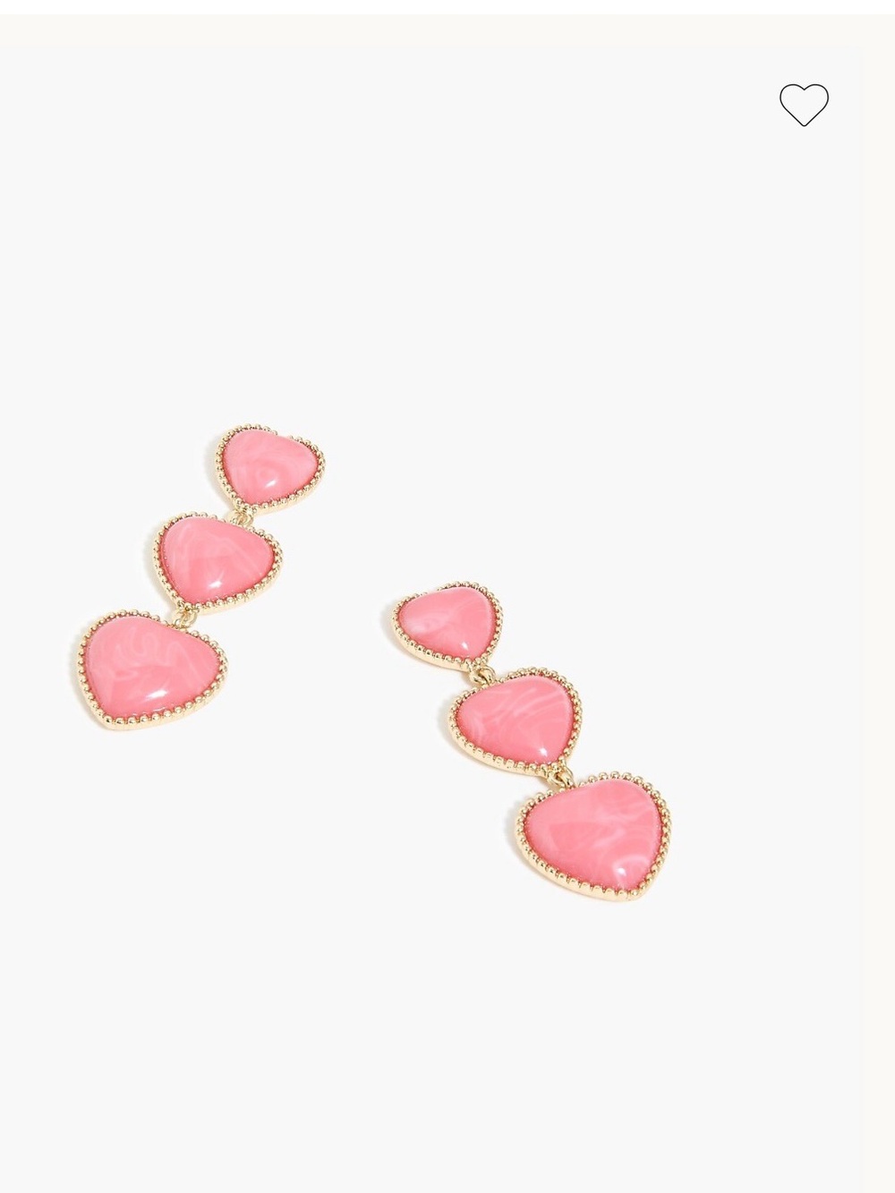 J Crew Heart Drop Earrings Gold Plated Recycled Zinc NEW 2” Dangle Boho
